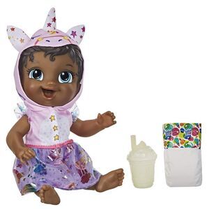Baby Alive Tinycorns Doll, Unicorn, Accessories, Drinks, Wets, Black Hair Toy F